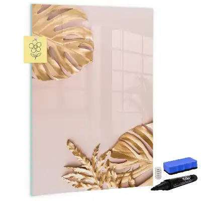 Magnetic erase board with gold leaves design