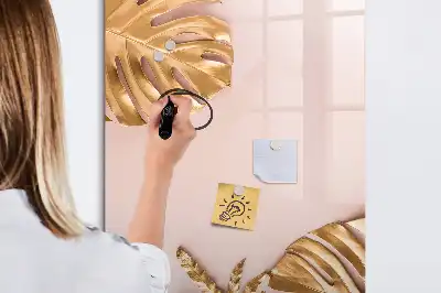 Magnetic erase board with gold leaves design