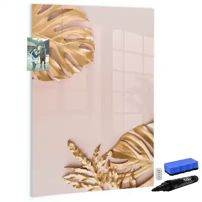Magnetic erase board with gold leaves design