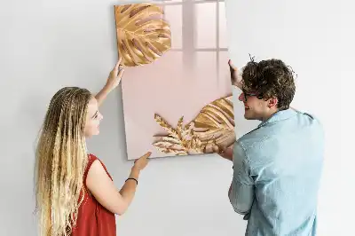 Magnetic erase board with gold leaves design