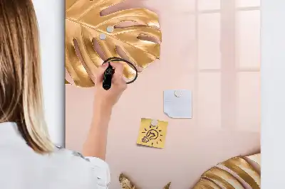 Magnetic erase board with gold leaves design