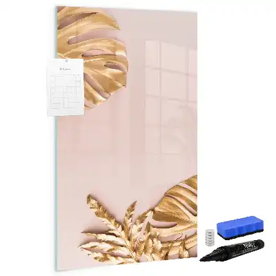 Magnetic erase board with gold leaves design