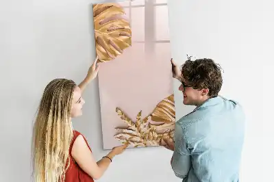 Magnetic erase board with gold leaves design