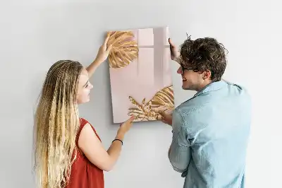 Magnetic erase board with gold leaves design