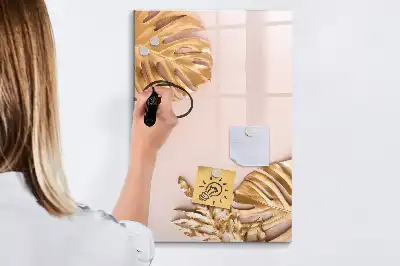 Magnetic erase board with gold leaves design