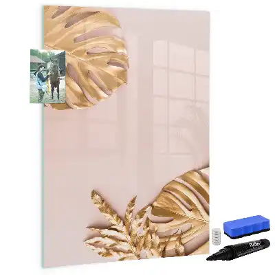Magnetic erase board with gold leaves design