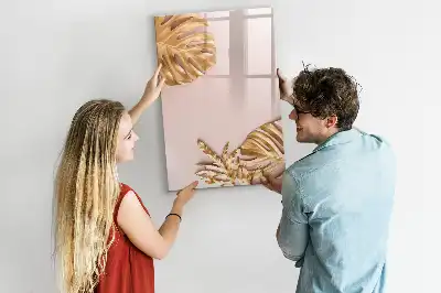 Magnetic erase board with gold leaves design