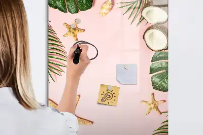 Magnetic dry erase board with a summer frame