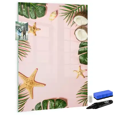 Magnetic dry erase board with a summer frame