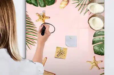 Magnetic dry erase board with a summer frame