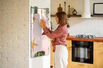 Magnetic dry erase board with a summer frame