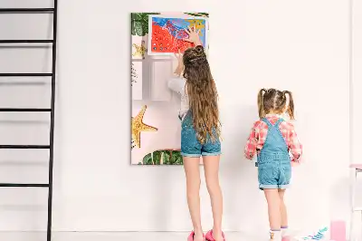 Magnetic dry erase board with a summer frame