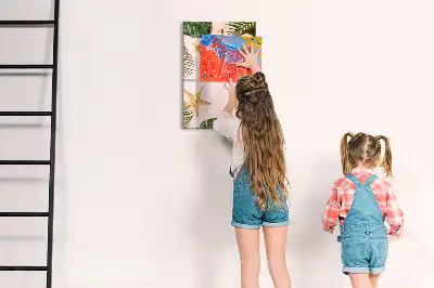 Magnetic dry erase board with a summer frame