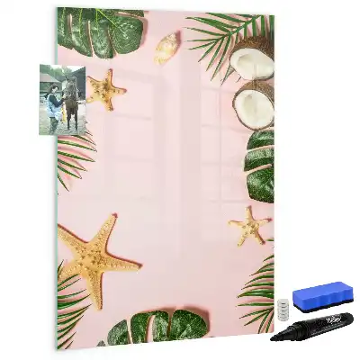 Magnetic dry erase board with a summer frame