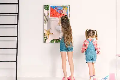 Magnetic dry erase board with a summer frame