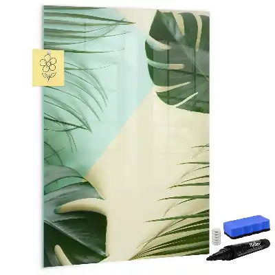 Magnetic dry erase board tropical monstera print