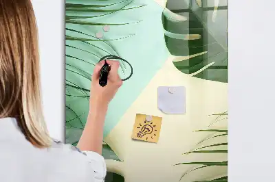 Magnetic dry erase board tropical monstera print