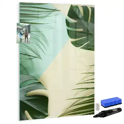 Magnetic dry erase board tropical monstera print