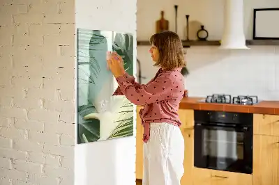 Magnetic dry erase board tropical monstera print