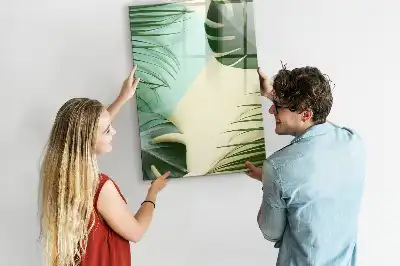 Magnetic dry erase board tropical monstera print