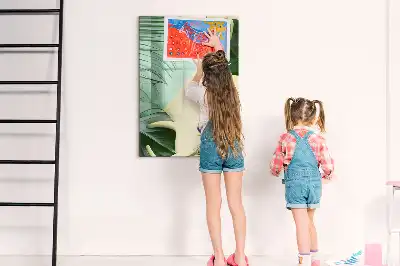 Magnetic dry erase board tropical monstera print
