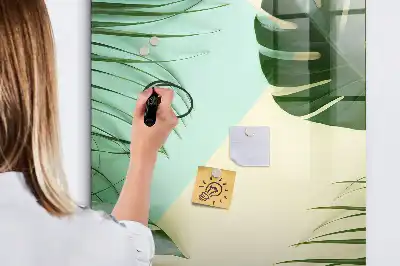 Magnetic dry erase board tropical monstera print