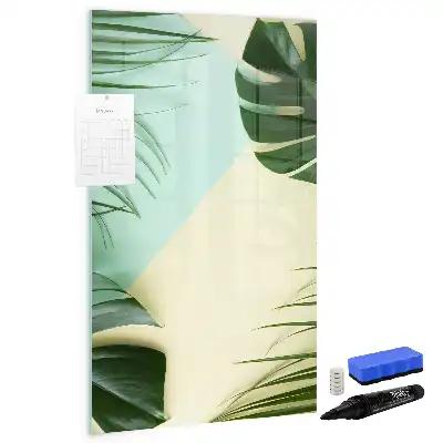 Magnetic dry erase board tropical monstera print