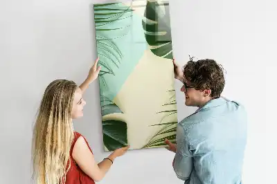Magnetic dry erase board tropical monstera print