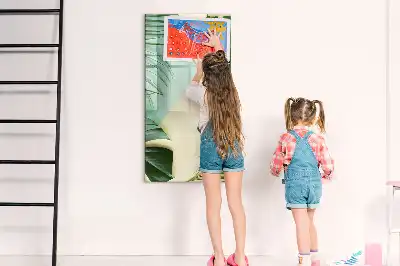 Magnetic dry erase board tropical monstera print