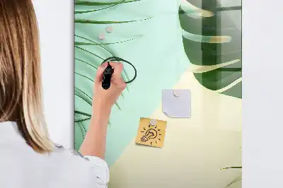 Magnetic dry erase board tropical monstera print