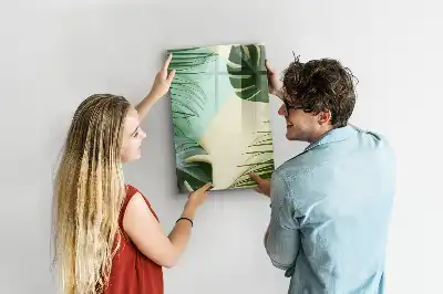 Magnetic dry erase board tropical monstera print