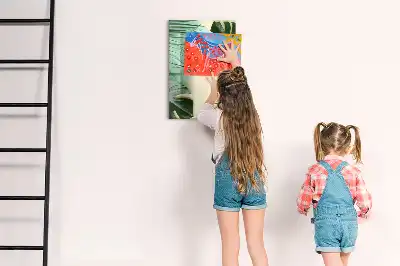 Magnetic dry erase board tropical monstera print