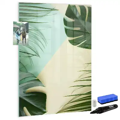 Magnetic dry erase board tropical monstera print