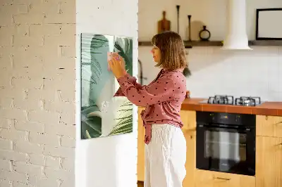 Magnetic dry erase board tropical monstera print