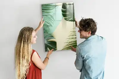 Magnetic dry erase board tropical monstera print