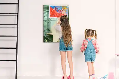 Magnetic dry erase board tropical monstera print