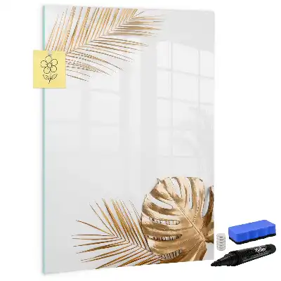 Magnetic erase board with gold leaves design