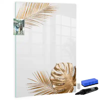 Magnetic erase board with gold leaves design