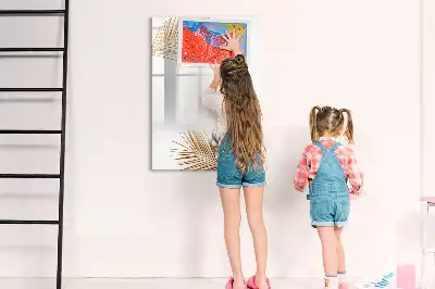 Magnetic erase board with gold leaves design