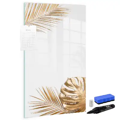Magnetic erase board with gold leaves design