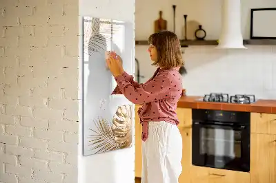 Magnetic erase board with gold leaves design
