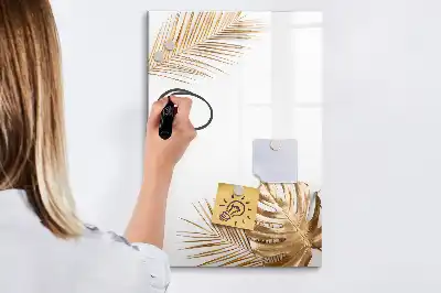 Magnetic erase board with gold leaves design