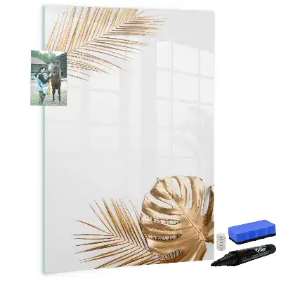 Magnetic erase board with gold leaves design