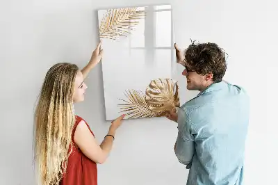 Magnetic erase board with gold leaves design