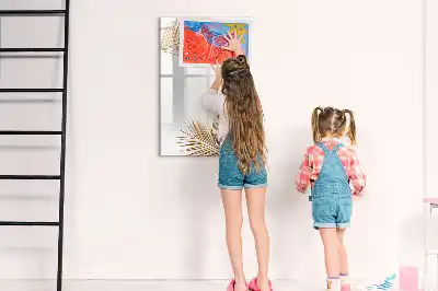 Magnetic erase board with gold leaves design