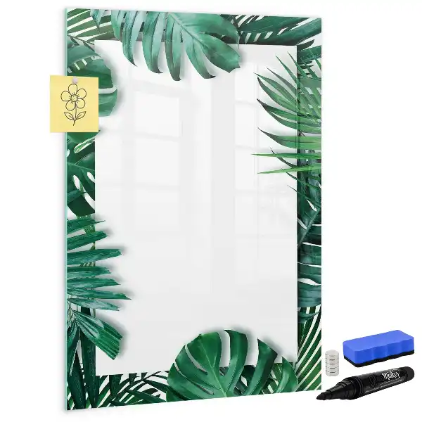 Magnetic writing board with monstera frame
