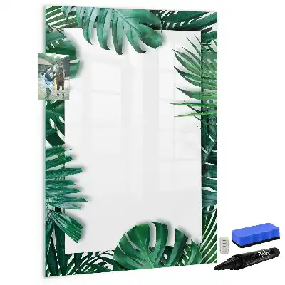 Magnetic writing board with monstera frame