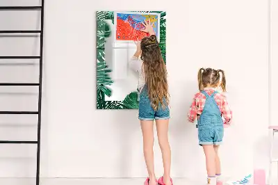 Magnetic writing board with monstera frame