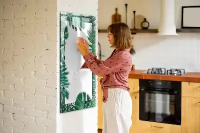 Magnetic writing board with monstera frame