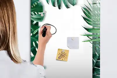 Magnetic writing board with monstera frame